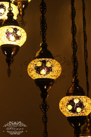 TURKISH MOSAIC LAMP, Water Drop Style CHANDELIER IN 8 GLOBES - TurkishLights.NET