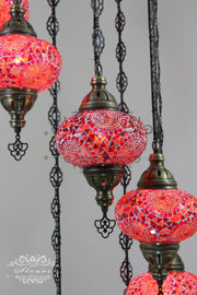 TURKISH MOSAIC LAMP, Water Drop Style CHANDELIER IN 8 LARGE GLOBES - TurkishLights.NET