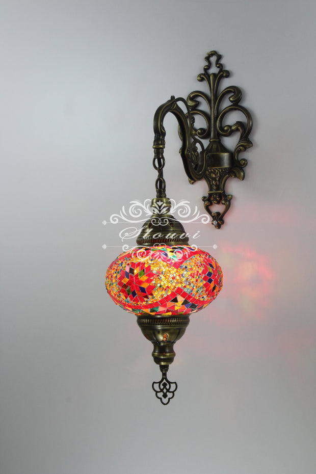 Turkish Mosaic  Wall Sconce, With Large Globe - TurkishLights.NET