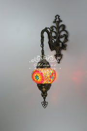 Turkish Mosaic  Wall Sconce, With Medium Globe - TurkishLights.NET