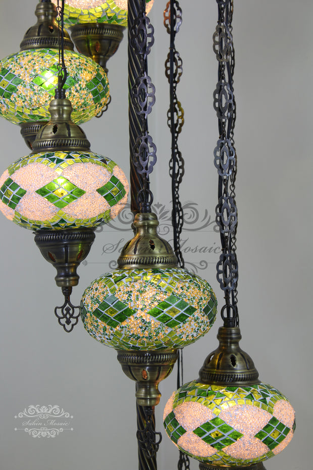 7  BALL TURKISH MOSAIC FLOOR LAMP, LAMBADER, LARGE GLOBES - TurkishLights.NET