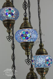 5 BALL TURKISH MOSAIC CHANDELIER, - TurkishLights.NET