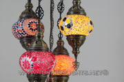 5-BALL SULTAN MOSAIC CHANDELIER (MEDIUM GLOBES) - TurkishLights.NET