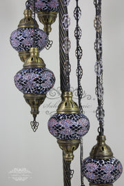 7 BALL TURKISH MOSAIC FLOOR LAMP, LAMBADER, MEDIUM GLOBES - TurkishLights.NET