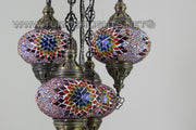 5-BALL SULTAN MOSAIC CHANDELIER (LARGE GLOBES) - TurkishLights.NET