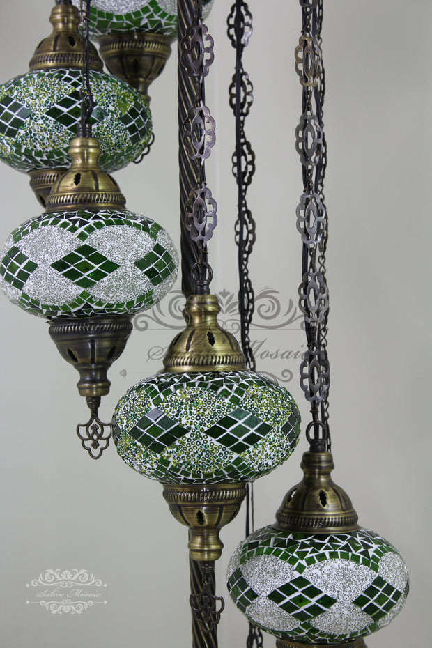 7  BALL TURKISH MOSAIC FLOOR LAMP, LAMBADER, LARGE GLOBES - TurkishLights.NET