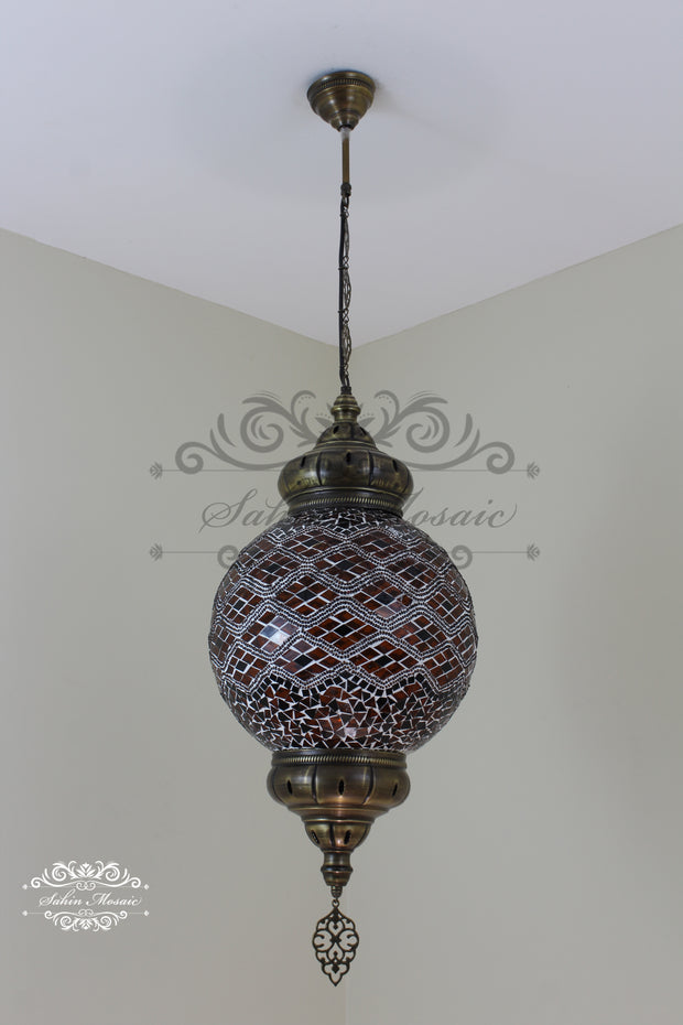 Mosaic Hanging Lamp with 30cm (12") Globe - TurkishLights.NET