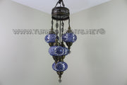 5-BALL SULTAN MOSAIC CHANDELIER (LARGE GLOBES) - TurkishLights.NET