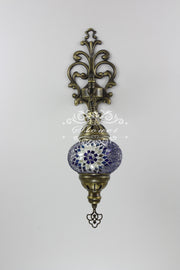 Turkish Mosaic  Wall Sconce, With Medium Globe - TurkishLights.NET