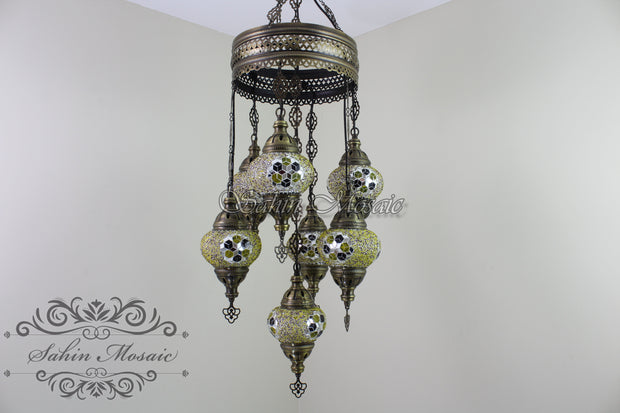 7 - BALL SULTAN TURKISH MOSAIC CHANDELIER (MEDIUM GLOBES) - TurkishLights.NET