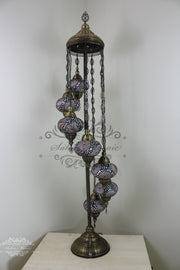 7  BALL TURKISH MOSAIC FLOOR LAMP, LAMBADER, LARGE GLOBES - TurkishLights.NET