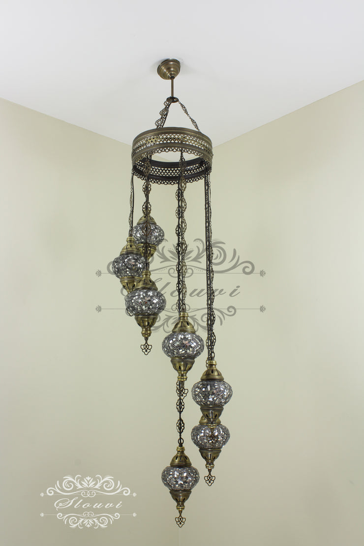 7 - BALL TURKISH MOSAIC CHANDELIER - TurkishLights.NET