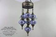 7 - BALL SULTAN TURKISH MOSAIC CHANDELIER (LARGE GLOBES) - TurkishLights.NET