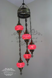 5 BALL TURKISH MOSAIC CHANDELIER, - TurkishLights.NET