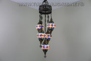 5-BALL SULTAN MOSAIC CHANDELIER (MEDIUM GLOBES) - TurkishLights.NET