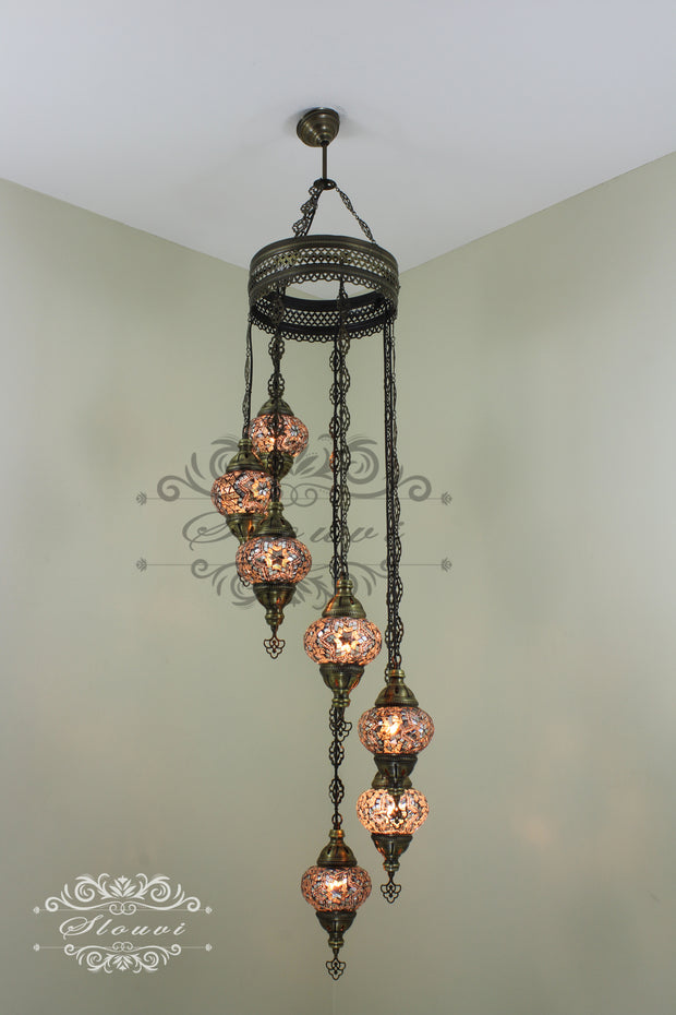 7 - BALL TURKISH MOSAIC CHANDELIER - TurkishLights.NET