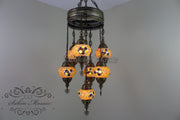 7 - BALL SULTAN TURKISH MOSAIC CHANDELIER (MEDIUM GLOBES) - TurkishLights.NET