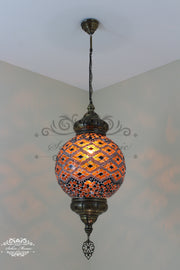 Mosaic Hanging Lamp with 30cm (12") Globe - TurkishLights.NET