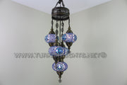 5-BALL SULTAN MOSAIC CHANDELIER (LARGE GLOBES) - TurkishLights.NET