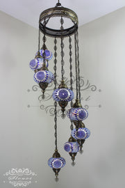 TURKISH MOSAIC LAMP, Water Drop Style CHANDELIER IN 8 LARGE GLOBES - TurkishLights.NET