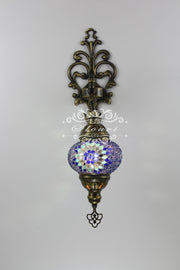 Turkish Mosaic  Wall Sconce, With Medium Globe - TurkishLights.NET