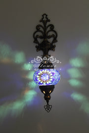 Turkish Mosaic  Wall Sconce, With Medium Globe - TurkishLights.NET