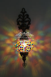 Turkish Mosaic  Wall Sconce, With Large Globe - TurkishLights.NET