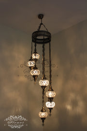 7 - BALL TURKISH MOSAIC CHANDELIER - TurkishLights.NET