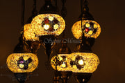 7 - BALL SULTAN TURKISH MOSAIC CHANDELIER (MEDIUM GLOBES) - TurkishLights.NET