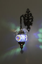 Turkish Mosaic  Wall Sconce, With Medium Globe - TurkishLights.NET