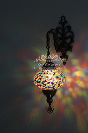 Turkish Mosaic  Wall Sconce, With Large Globe - TurkishLights.NET