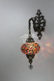 Turkish Mosaic  Wall Sconce, With Large Globe - TurkishLights.NET