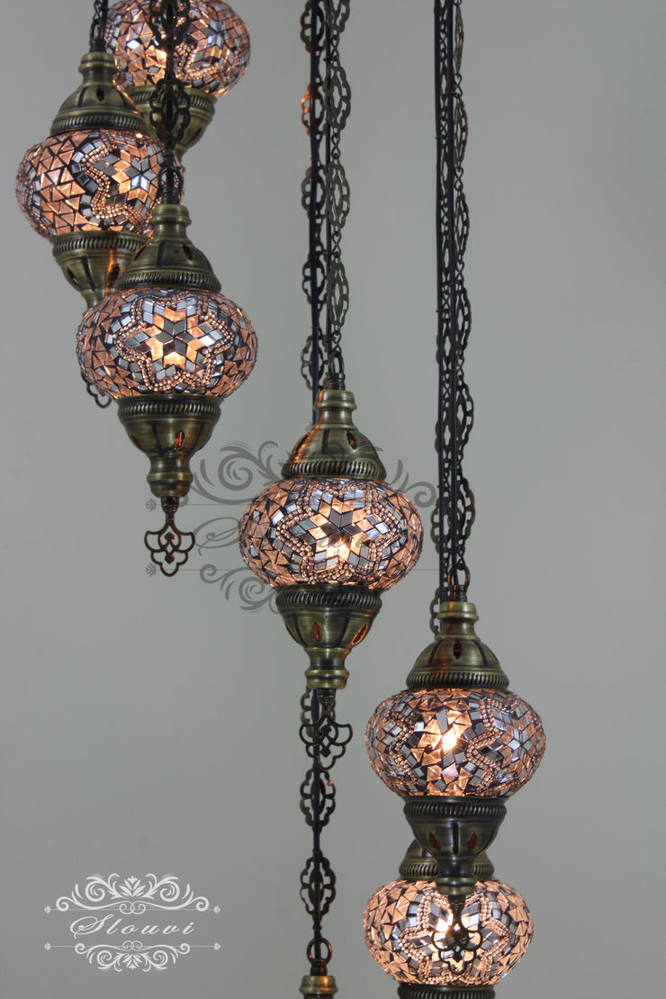 7 - BALL TURKISH MOSAIC CHANDELIER - TurkishLights.NET