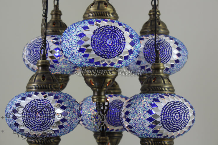 7 - BALL SULTAN TURKISH MOSAIC CHANDELIER (LARGE GLOBES) - TurkishLights.NET