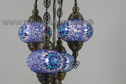 5-BALL SULTAN MOSAIC CHANDELIER (LARGE GLOBES) - TurkishLights.NET