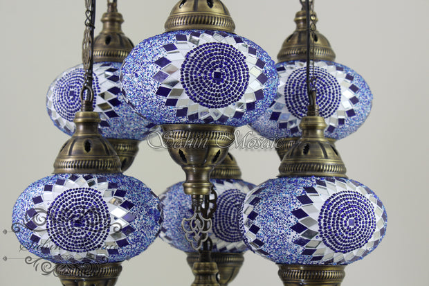 7 - BALL SULTAN TURKISH MOSAIC CHANDELIER (LARGE GLOBES) - TurkishLights.NET