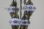 5-BALL SULTAN MOSAIC CHANDELIER (MEDIUM GLOBES) - TurkishLights.NET