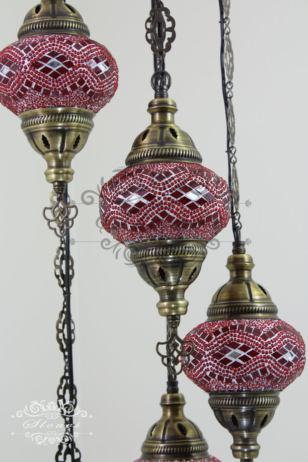 5 BALL TURKISH MOSAIC CHANDELIER, - TurkishLights.NET