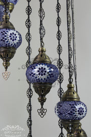 TURKISH MOSAIC LAMP, Water Drop Style CHANDELIER IN 8 GLOBES - TurkishLights.NET