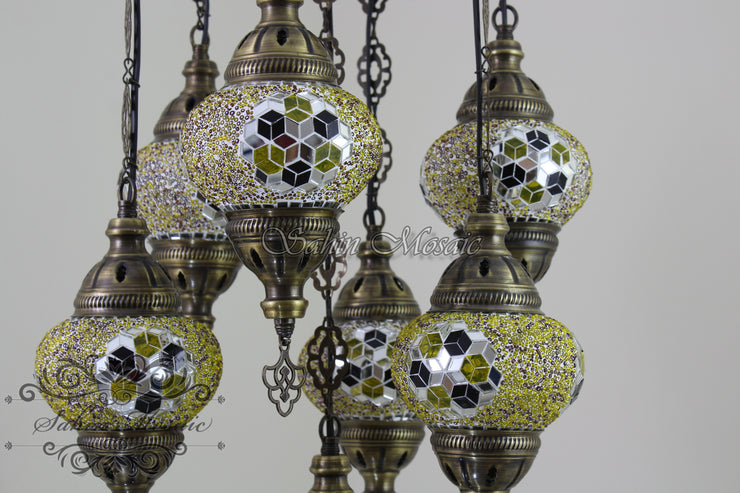 7 - BALL SULTAN TURKISH MOSAIC CHANDELIER (MEDIUM GLOBES) - TurkishLights.NET