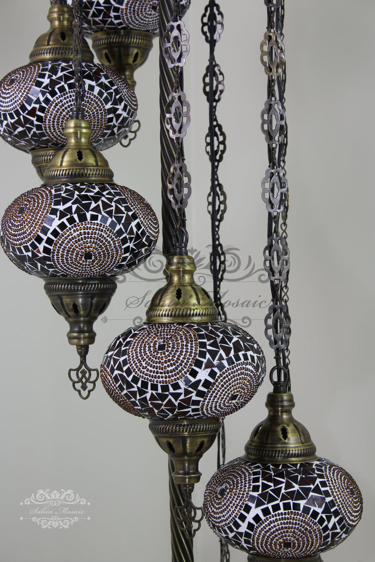 7  BALL TURKISH MOSAIC FLOOR LAMP, LAMBADER, LARGE GLOBES - TurkishLights.NET