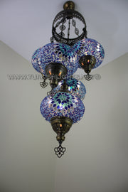 5-BALL SULTAN MOSAIC CHANDELIER (LARGE GLOBES) - TurkishLights.NET