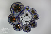 TURKISH MOSAIC LAMP, Water Drop Style CHANDELIER IN 8 LARGE GLOBES - TurkishLights.NET