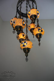 7 - BALL SULTAN TURKISH MOSAIC CHANDELIER (MEDIUM GLOBES) - TurkishLights.NET