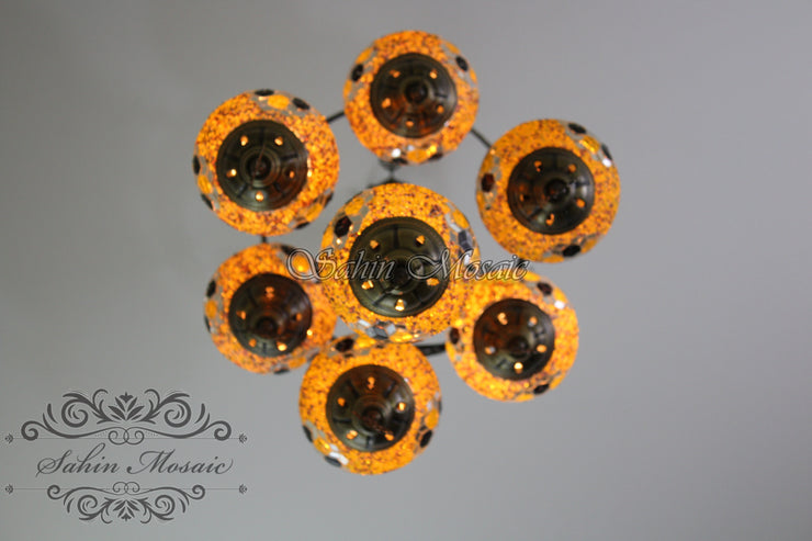 7 - BALL SULTAN TURKISH MOSAIC CHANDELIER (MEDIUM GLOBES) - TurkishLights.NET