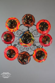 9-BALL TURKISH SULTAN MOSAIC CHANDELIER WITH NO2 (MEDIUM) GLOBES - TurkishLights.NET