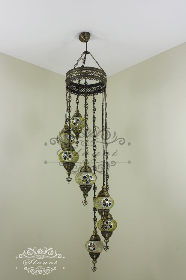 7 - BALL TURKISH MOSAIC CHANDELIER - TurkishLights.NET