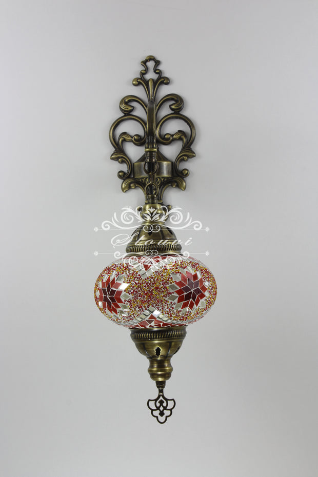 Turkish Mosaic  Wall Sconce, With Large Globe - TurkishLights.NET