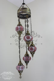 5 BALL TURKISH MOSAIC CHANDELIER WITH MEDIUM GLOBES - TurkishLights.NET