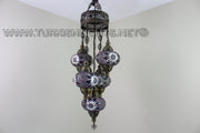 5-BALL SULTAN MOSAIC CHANDELIER (LARGE GLOBES) - TurkishLights.NET